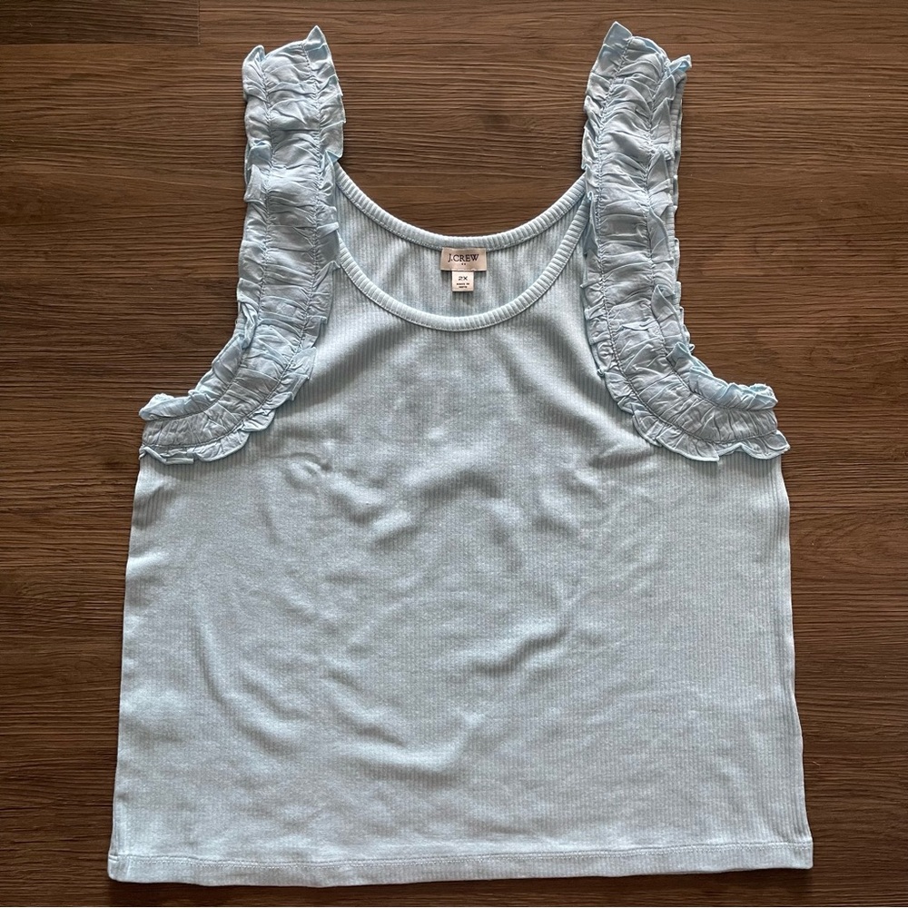 J. Crew Ocean Blue Ruched Strap Tank Top